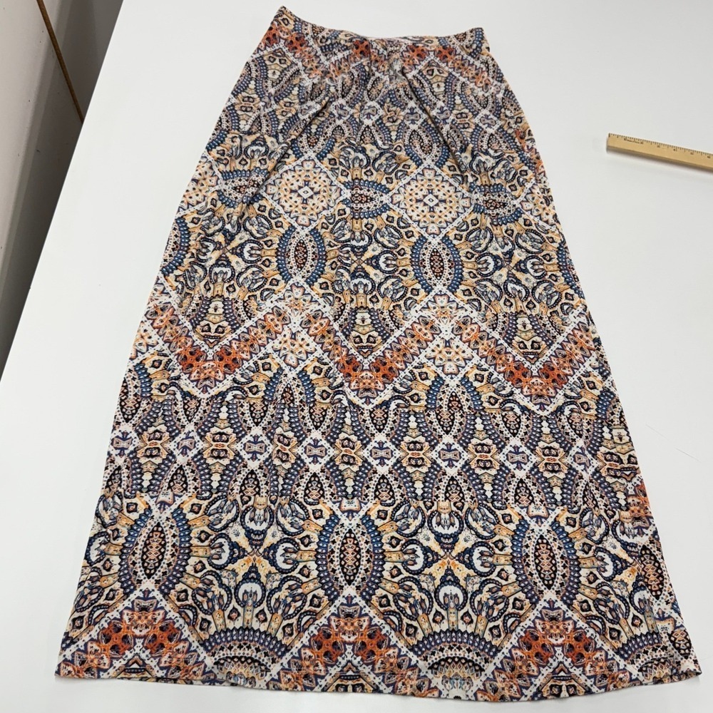 Cynthia Rowley Skirt Women Small Multicolor Maxi‎ Boho Paisley Geometric Stretch - Picture 3 of 7